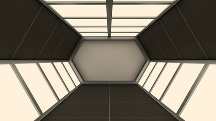 3d render of abstract background, Hexagon tunnel