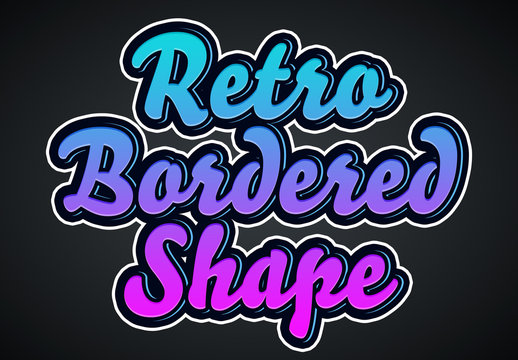Retro Bordered Shape Text Effect Mockup