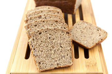 sliced bread on a wooden board