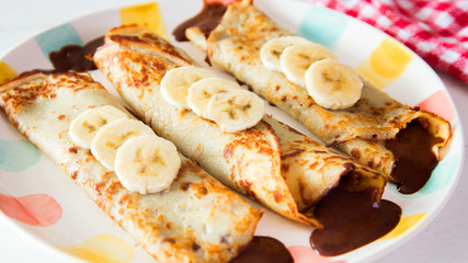 Crepes with chocolate and banana 