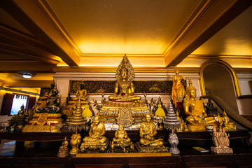 Fototapeta premium Bangkok, Thailand - January, 2020: Golden Pagoda on Top of Golden Mount, Wat Saket Ratcha Wora Maha Wihan, Bangkok, Thailand