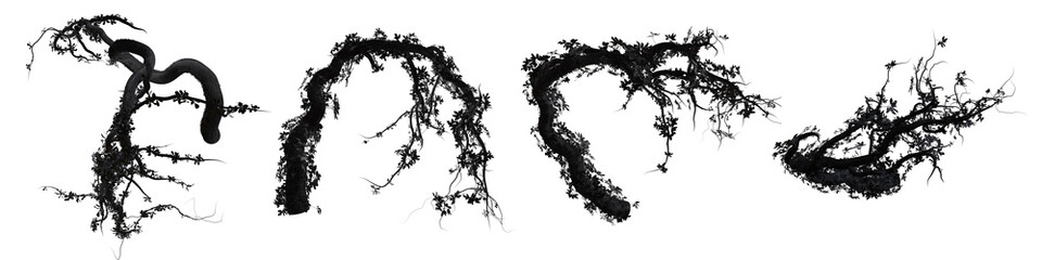 3D rendered fantasy branches with plants isolated on a white background. Each plant is 3000px x 3000px resolution. I created this bundle for more variety. 3D models created by myself and my partner. 