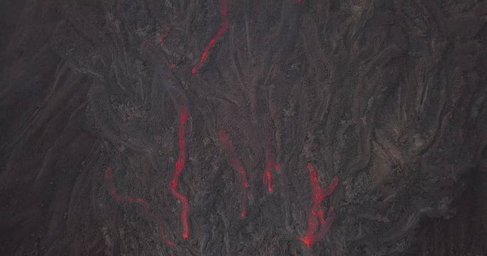 Active Volcano Pacaya Lava Flow River Aerial Drone View In Guatemala 