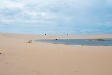Fototapeta na wymiar Dunes and beach at Lençóis Maranhenses, MA, Brazil