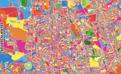 Obraz premium Aguascalientes, Aguascalientes, Mexico, colorful vector map