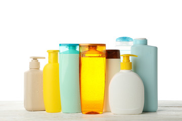 Blank bottles for cosmetics isolated on white background