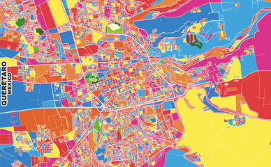 Fototapeta na wymiar Querétaro, Querétaro, Mexico, colorful vector map