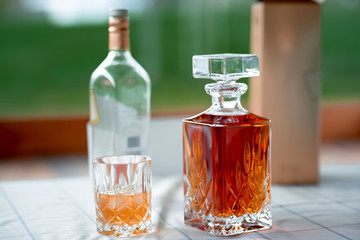 bottle and glass of brandy