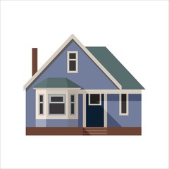 Blue house. In the style of flat.