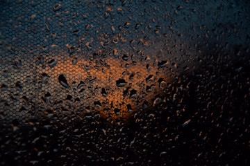 Sunset through raindrops 