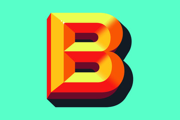 Engraved Vector letter B Color Pantone for any use 