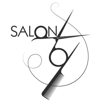 Beauty salon and hairdresser symbol scissors and comb