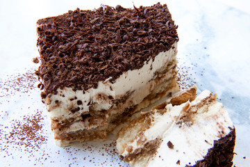 Traditional italian dessert tiramisu cake