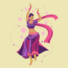 Vector design of woman playing garba dance for Dussehra Dandiya night during Navratri