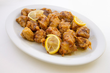 Sticky Chinese Lemon Chicken on the plate