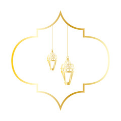 golden lamps hanging ramadan kareem