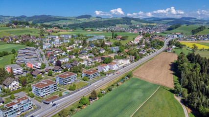 Fototapeta na wymiar Hauptstrasse 10 in Rüfenacht BE, Schweiz