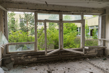 Window in kindergarten of Chernobyl