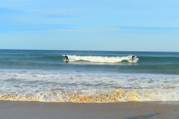 beach surfing in the morning