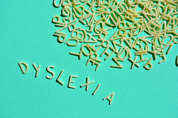 Dyslexia, word and a pile of random alphabet letters