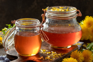 Dandelion honey - syrup made from fresh dandelion flowers