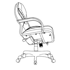 sketch of office chair on wheels vector  different views