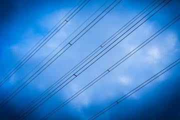 electrical wires on a blue background