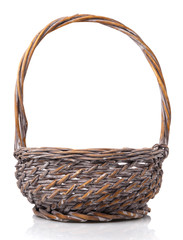 Fototapeta na wymiar Original blank wicker basket isolated on white.