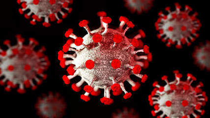 Covid-19. Chinese coronavirus under the microscope. 3d illustration 