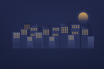 Building night background, vector illustrator