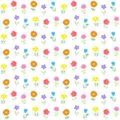 水彩　花のパターン