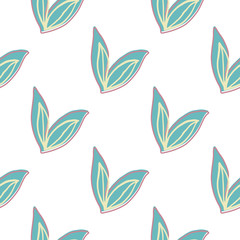 Fototapeta na wymiar Creative simple leaves seamless pattern on white background. Abstract leaf endless wallpaper.