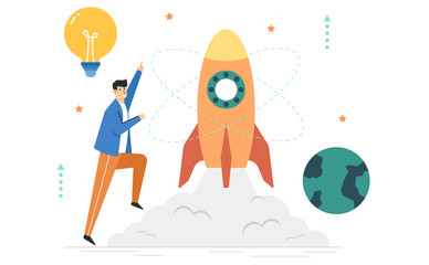 Start up business for creativity and innovation,Creative concept,Learning to build skill,Website banner vector illustration landing page