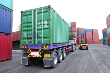 Delivery truck container is entry into container storage depot as for shipping logistics import &...