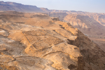 The ancient fortification in the Southern District of Israel. Masada National Park in the Dead Sea region of Israel