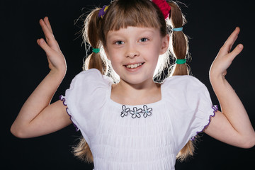 Little girl in bright dress