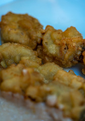 the delicious plate of Turkish style fried mussel  and garlic souce