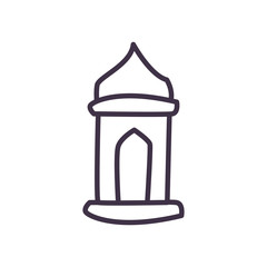 Eid mubarak lantern line style icon vector design