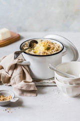 Oat Porridge in a Sauce Pan