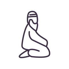 Muslim man avatar line style icon vector design