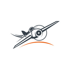 Pilot Capital Logo Concept. Travel plane icon vector illustration. Airplane design with trails.