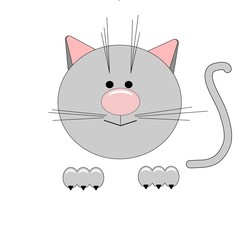schematic illustration of a kitten with a pink nose