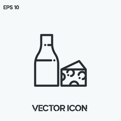 Milk and cheese vector icon illustration. Ui/Ux. Premium quality.