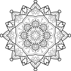 Zentangle Mandala Vector Pattern Element for Adult Coloring Book Page Asian Tattoo Style or Vinyl Cut Files