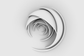 shell conch architectural background. Modern concrete arched composition in perspective. Semicircular shapes. The light in the end.