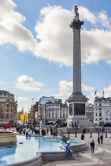 Nelson's column on Trafalgar square, London, UK - obrazy, fototapety, plakaty