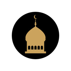 ramadan concept, mosque dome icon, block line style