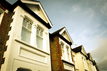 Street of typical British terrace houses