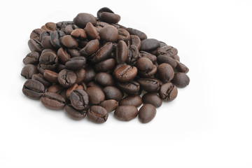 Preparation for a coffee menu is made from coffee beans for background and textures.