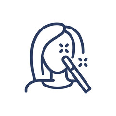 Portrait retouch thin line icon. Face, selfie, magic wand isolated outline sign. Image editing and photo correction concept. Vector illustration symbol element for web design and apps